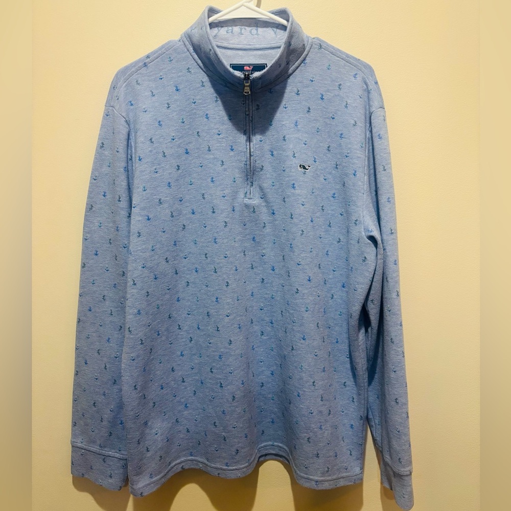 Vineyard Vines Broadfield Half Zip Pullover in Anchor Ocean Breeze Nautical
